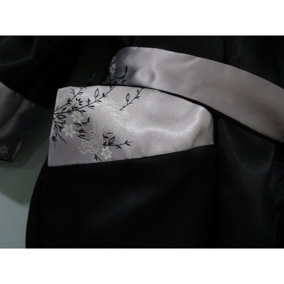 Asian Inspired Embroidered Dragon Reversible Black Gray Robe Men's L Thailand - Picture 9 of 16